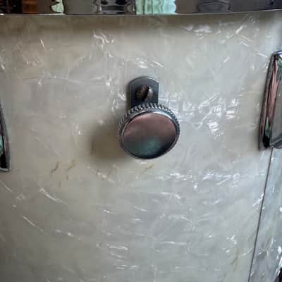 Rogers Vintage Swivo era Dayton Holiday Floor Tom Drum 16” x 16” WMP 60s - White Marine Pearl image 9