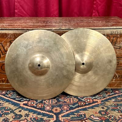 13" Zildjian A 1940s-50s Trans Stamp / 2nd Stamp Hi-Hat Cymbal Pair 446g/538g *Video Demo* image 1