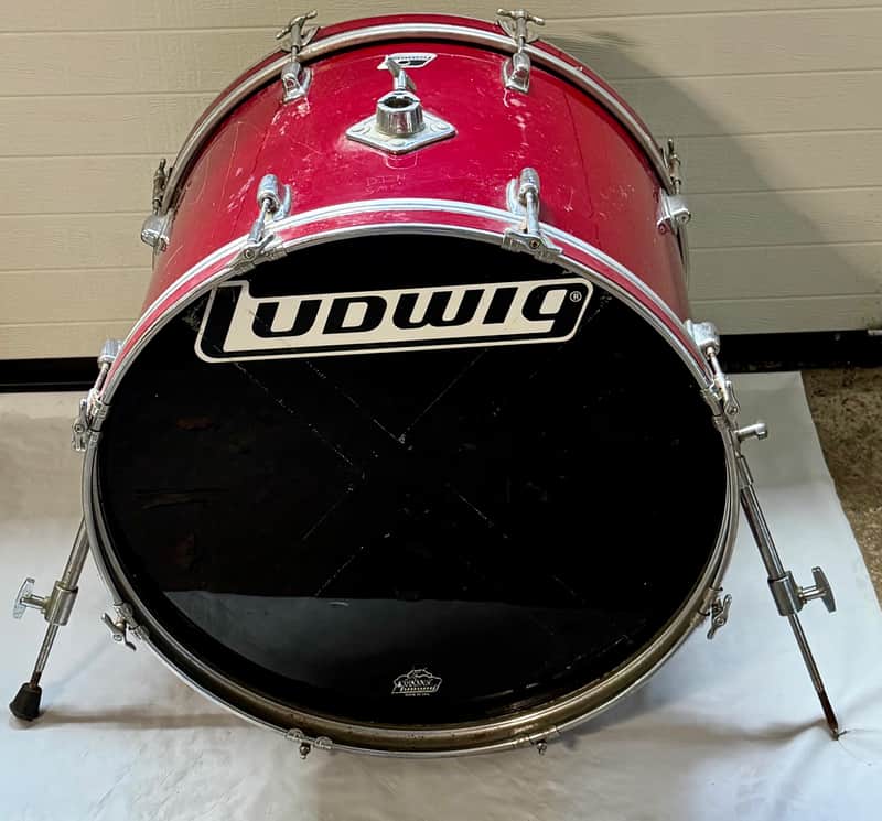 Ludwig Rockers 22 x 16" Bass Drum Vintage 80's Black and White Badge image 1