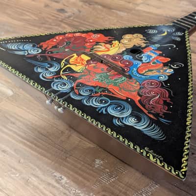 Unbranded Russian Balalaika 3 String Guitar Black Original Hand Painted Graphics image 5