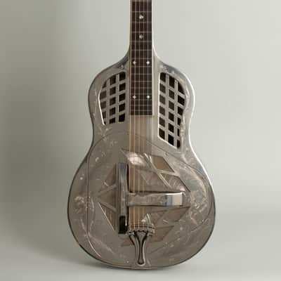 National Style 4 Tricone Squareneck Resophonic Guitar (1932), ser. #2601, original black hard shell case. image 1