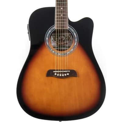 Oscar Schmidt OD45CEVSB Dreadnought Cutaway Acoustic Electric Guitar, Vintage Sunburst image 2