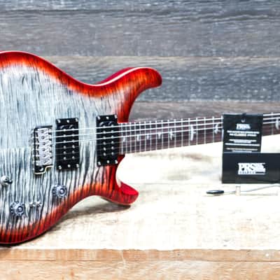 PRS SE Custom 24-08 Charcoal Cherry Burst Flame Maple Top Electric Guitar w/Bag image 11