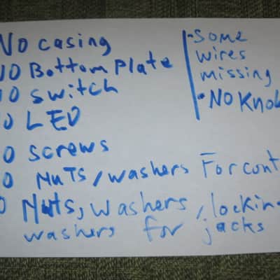 NOT working / For Repair / For parts / AS IS used Boss OS-2 CIRCUIT BOARD with circuit board components and INPUT, OUTPUT, & power jacks (NO: casing, LED, switch, bottom plate, knobs, nuts washers, screws & missing some wires) from around 2007 image 2