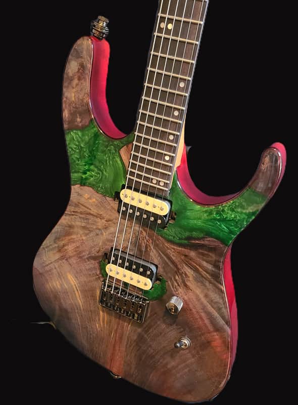 Leo Jaymz Monsoon Deluxe Electric Guitar – Burl & Resin Finish + Case – Pro Setup image 1