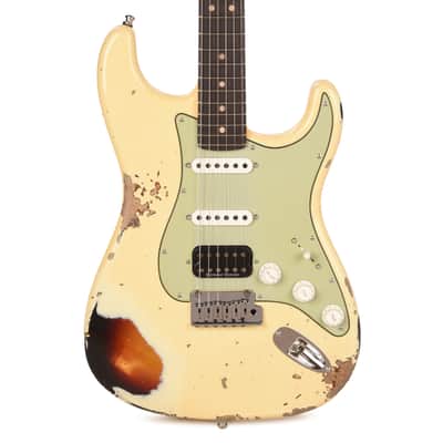 Fender Custom Shop Limited Edition Custom Deluxe HB S-1 Stratocaster Heavy Relic Aged Vintage White over 3-Tone Sunburst w/Closet Classic Hardware (Serial #CZ590707) image 2