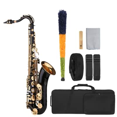Professional Tenor Saxophone Brass Black Lacquer Bb B-flat Sax + Carry Case A0F0 image 6