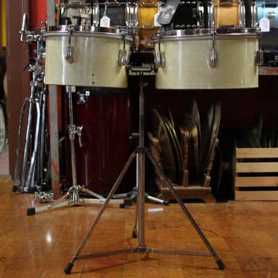 1970's Slingerland 10" and 12" Timbale Set in White Marine Pearl image 1