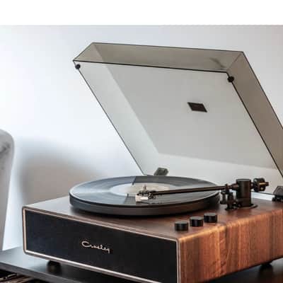 Crosley CR6046A 2-Speed Stave Turntable Record Player - Walnut and Gold-NEW image 7