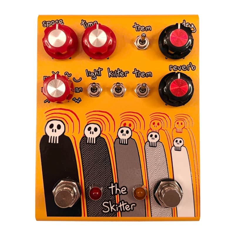 Champion Leccy The Skitter V3 Tremolo/Reverb Effect Pedal, Yellow image 1