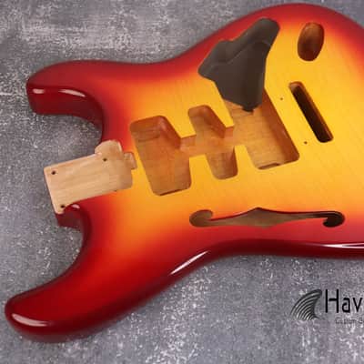 Sienna Burst F-Hole 2PC Alder S type Body Tremolo Rout, ST Custom S-Style Body, Vintage Guitar Part Replacement, Guitar DIY Building Kit image 4
