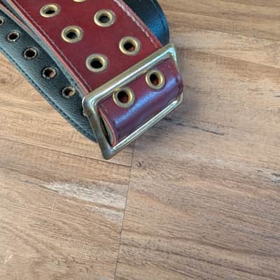 Unbranded Vintage Studded Guitar Strap 2" 1980s Red Cool Strap! image 5