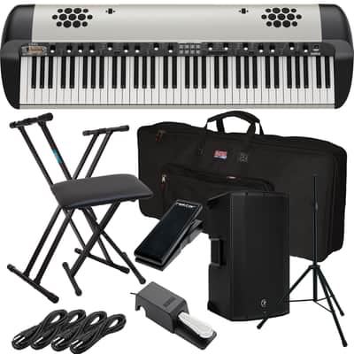 Korg SV-2SP 73-Key Stage Piano w/ Speakers (Creme) (Korg DS-2H Included), Mackie Thump12A, Speaker Stand, Keyboard Stand, Bench,Gator GKB-76 Bag, Nektar NX-P, (4) 1/4 Cables Bundle