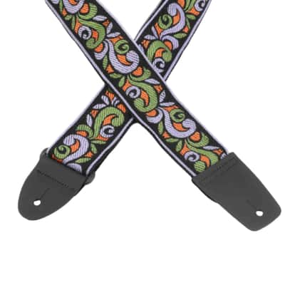 LM Retro-Style Jacquard Weave Guitar Strap - Purple Wah Wah image 2
