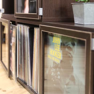 Art Vinyl Record Storage**Lp Frame Display One Box Cabinet Cube Wood Crate 12" Picture Album Display 33rpm Analog Disc Now Playing Music Rack Cover Jacket Stand Case Unit Wood furniture Dj Audio Idea image 3