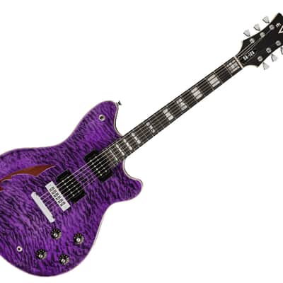 Used EVH SA-126 Special QM Semi-Hollow Guitar - Trans Purple image 3