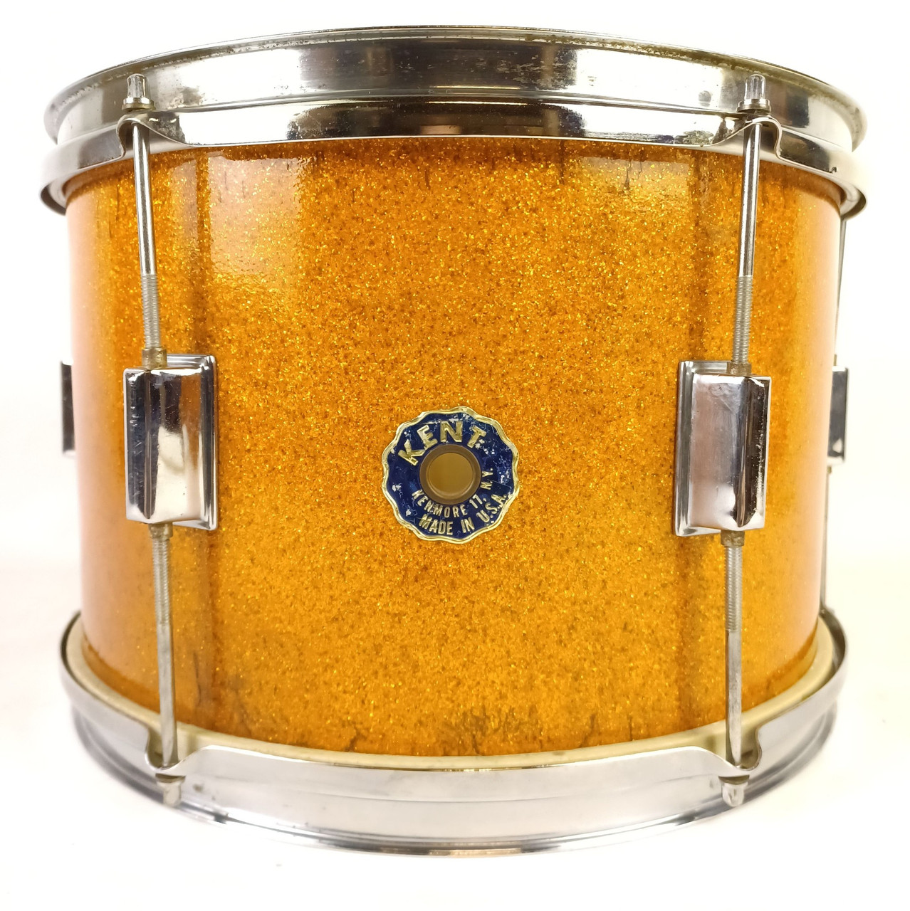 Kent 9x13" #690 Tom Drum Gold Sparkle Vintage 60s 2Ply Maple 6Lug Chrome Kenmore — main photograph