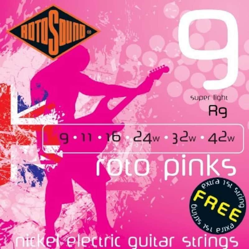 Rotosound R9-2 Roto Pinks Nickel Coated Steel Electric Guitar Strings - Super Light 2-Pack (9 - 42) image 1