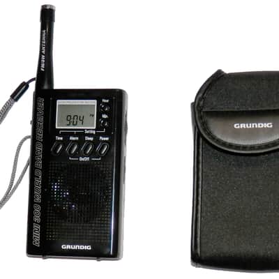 Grundig Mini 300 World Band Receiver AM / FM / SW Shortwave Digital Tuner Clock Pocket Radio Black image 1
