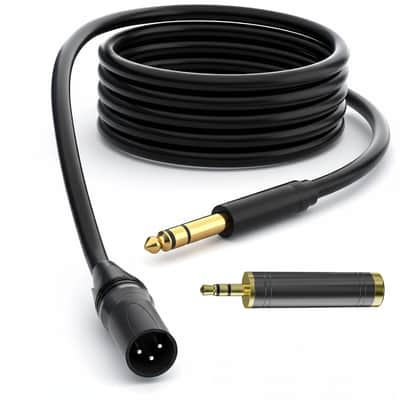 6.35mm (1/4 Inch) TRS Male to XLR Male Cable 20 Ft, Balanced Professional Shielded Stereo Microphone Cable Cord, Gold Plated for Mixer AMP Speaker Amplifier with 6.35 to 3.5mm Adapter+Ties image 1
