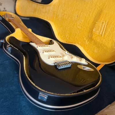 Vintage 1974 Greco SE-500B Stratocaster Black - Untouched Matsumoku MIJ - 100% Original w/ 1973 Maxon Pickups, Original Hardcase, 70s Fender Strap & Coiled Cable image 2