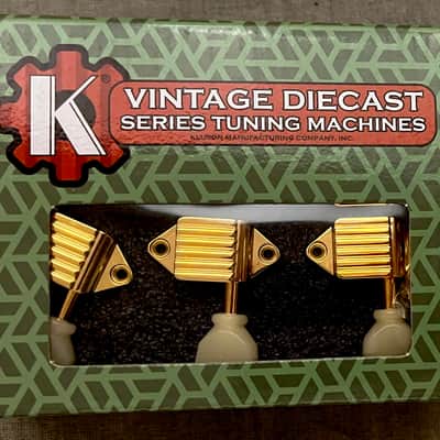 Kluson KVDW-3-G Waffleback Vintage Diecast Tuning Machines Gold image 1