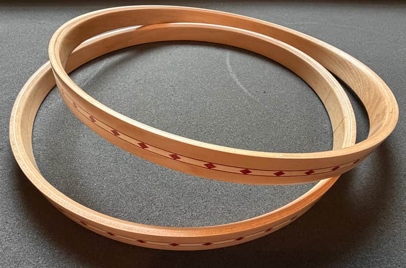Craviotto 12" Wood Hoops with Red Inlay image 1