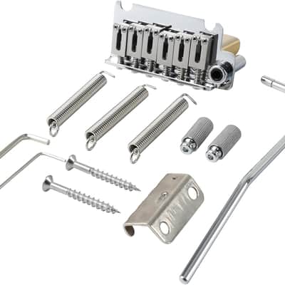 10.5mm Electric Guitar Bridge with Stainless Steel Saddles Plate Brass Block 2 Point Tremolo Bridge Compatible with Stratocaster Strat 6 String Electric Guitar Replacement Parts (Pearl Nickel) image 1