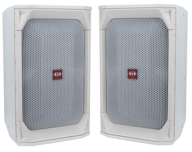 Singtronic High Quality 5000W Vocal Karaoke Speakers (Pair) - White image 1