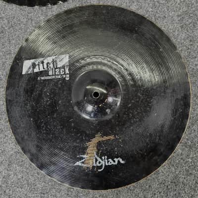 Used Zildjian Pitch Black Hi Hat Cymbals 15" - Good image 2