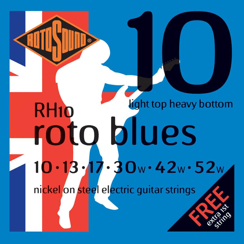 Rotosound RH10 Roto Blues Nickel Coated Steel Electric Guitar Strings - Light Top / Heavy Bottom (10 - 52) image 1