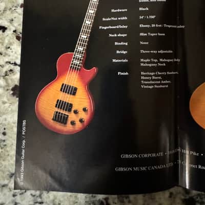 Gibson Nikki Sixx Bass Poster 1993 EB-750 650 Thunderbird IV Les Paul deluxe premium Plus 5 string Special LPB1 Standard 2 image 6