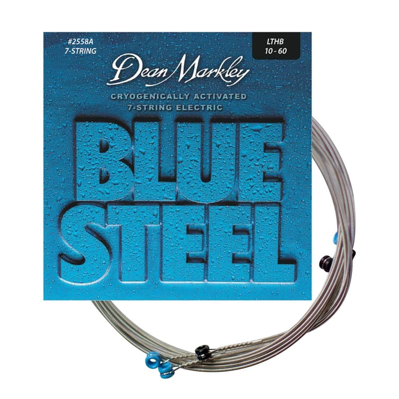 Blue Steel Electric Guitar Strings. 7 Piece Electric Guitar String Set. Cryogenically Treated For Longer Life, Enhanced Performance, And Superior Sound. Made In Usa. Gauges 10-60 image 1