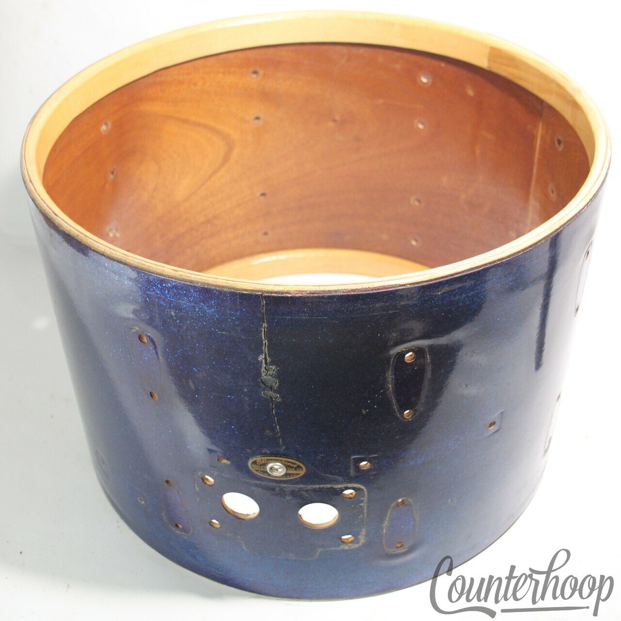 Slingerland 14x20"Dark Blue Sparkle Bass Drum Shell 3Ply African Mahogany 60s US — main photograph