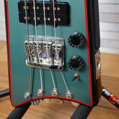 Hondo Alien 80s 4-String Headless Bass - Gun Blue Metallic image 4