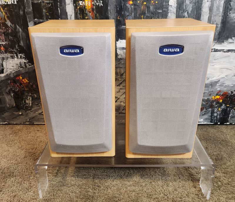 Aiwa Aiwa SX-LM191  pair of compact, wired vintage bookshelf speakers 90s  - Oak wood veneer image 1