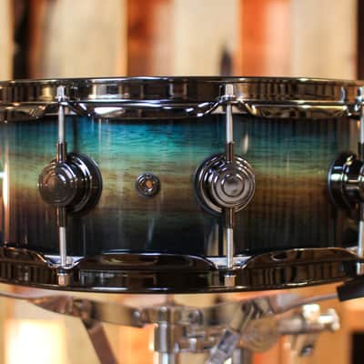 DW 5x14 Collector's SonicPly Regal Blue Burst over Horizontal Padauk Snare Drum - SO#1436557 image 3