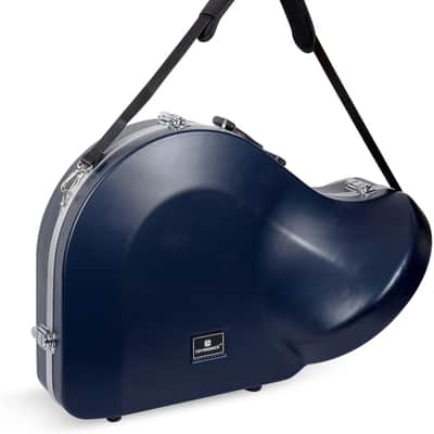 Crossrock ABS Hard-Shell Case for French Horn with Single Shoulder Strap-Blue image 1