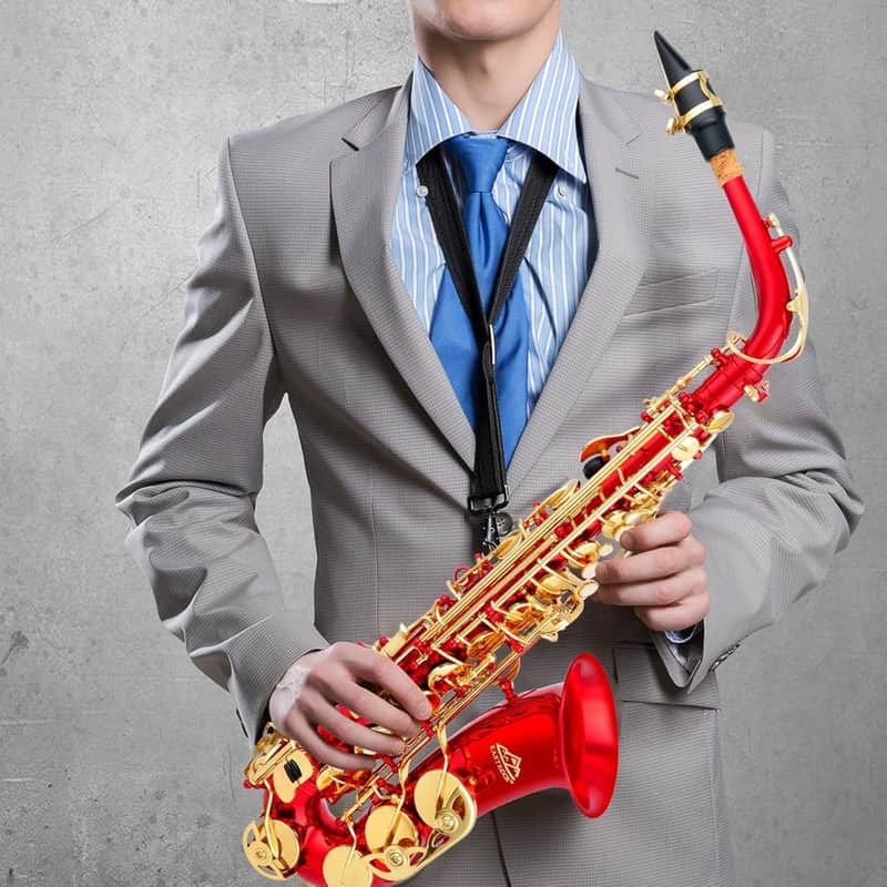 ER Red/Gold E♭ Alto Saxophone – Beginner/Student Full Kit w/ Case, Mouthpiece, Reeds, Cleaning Kit & More image 1