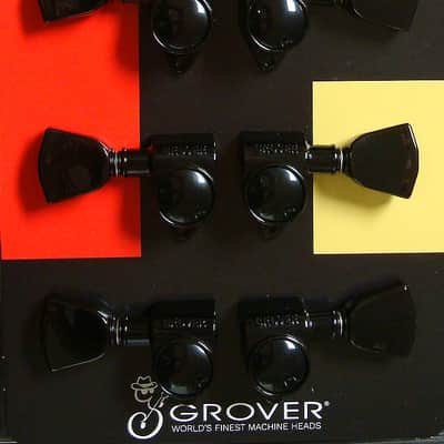 Grover 102BCK Rotomatic Tuners 3 +3 Keystone Button Black Chrome Finish image 1