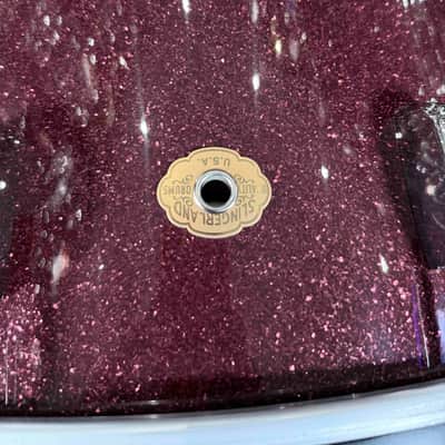 ~NEW!~ 2026 Slingerland RadioKing Mahogany/Poplar/Mahogany 3-Piece 13/16/22 Drum Kit Set in Maroon Glass Glitter with Nickel Hardware image 5