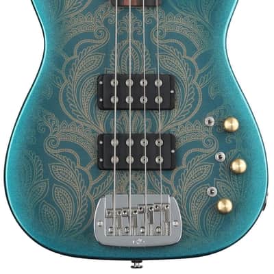 G&L Custom Shop ASAT Bass Guitar - Paisley Pattern/Emerald Blue image 1