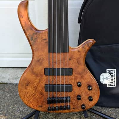 HUMAN BASE Germany Jonas Fretless 6-String Bass - Exhibition Grade Walnut Burl, AAA Flame Maple! image 1