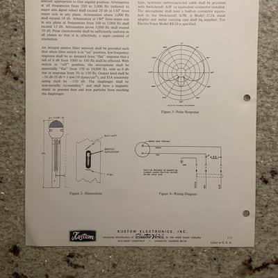 Vintage 1970s Kustom Electro Voice RE10 Dynamic Cardioid Microphone Spec Sheet! image 2