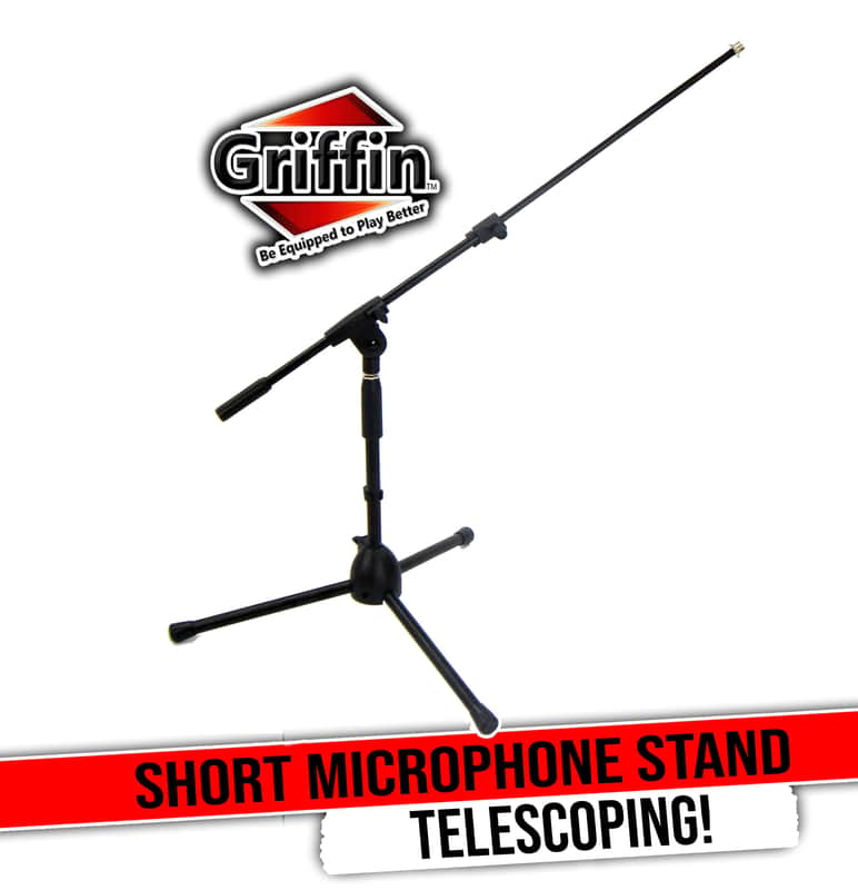 GRIFFIN Short Boom Mic Stand (Low Profile-X Series) – Tripod Mount for Kick Drum, Guitar Amps, Studio Desks, Singing & Home Recording Use image 1