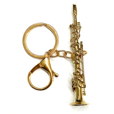 Miniature Soprano Saxophone Keychain, Soprano Sax Model Key Ring, Musical Instrument Gift for Music Lover image 2