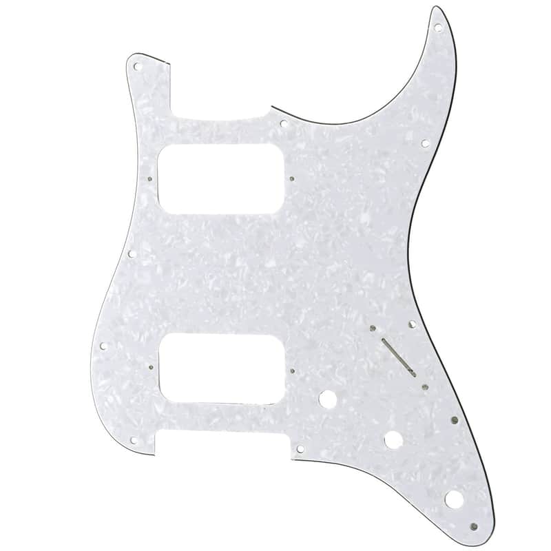 11 Holes Round Corner HH Strat Pickguard 2 Humbuckers for American/Mexican Fender Standard Stratocaster Electric Guitar, 4Ply White Pearl image 1