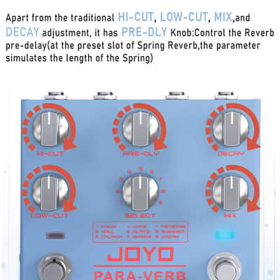 JOYO R-31 PARA-VERB Reverb Guitar Effect Pedal 9 Types Stereo Input/Output Endless Reverb,price include the import duty for US buyer image 5