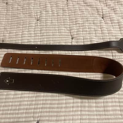 Zager Embossed Padded Dark Brown Leather Guitar Strap image 2