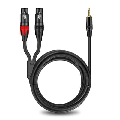 3.5mm TRS to Dual XLR Female Stereo Audio Breakout Cable 6FT, 1/8 Inch Male to Dual XLR 3-Pin Female Y-Splitter Adapter Cord, Dual XLR Female to 1/8'' Male Patch Mic Cable for Mixer Laptop image 3